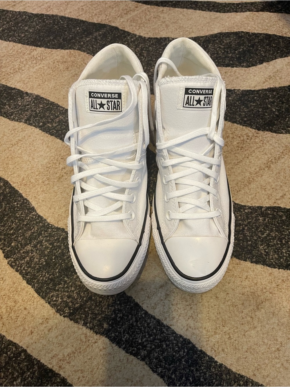 Converse White High Top All Star Sneakers with Black Trim